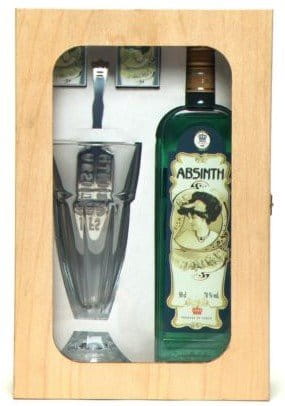 Fruko Shulz Absinth sada 70% 0,5l + 1x sklo Dřevěný box