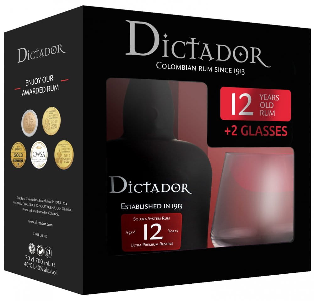 Dictador 12y 0,7l 40% + 2x sklo GB