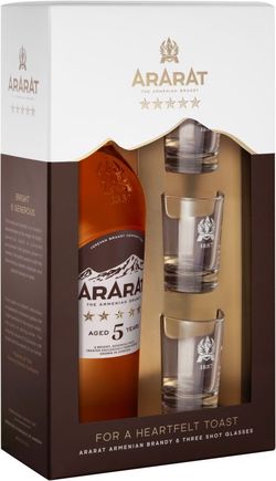 Brandy Ararat 5y 0,7l 40% + 3x sklo GB